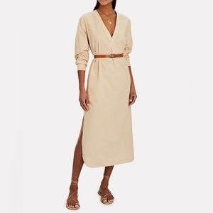 NILI LOTAN Raven Cotton Poplin Midi Dress in Sand Small MSRP $450
